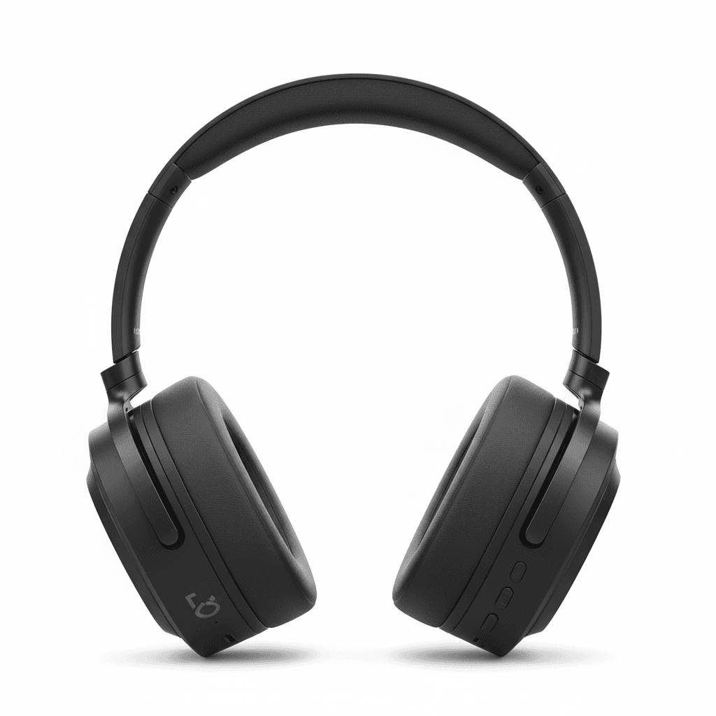Black boAt Rockerz 550 over-ear wireless headphones on white background