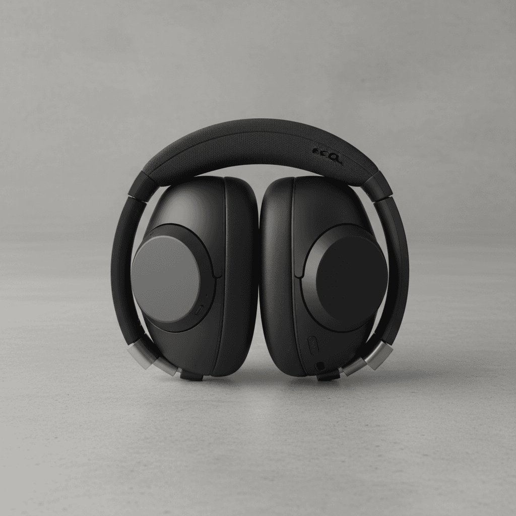 Sony headphones folded compact view showing hinge mechanism in black